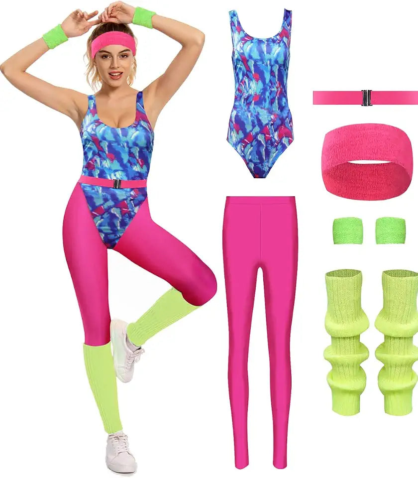 Retro 80s & 90s Aerobics Workout Costume Set Main image