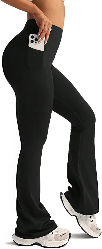 mysuntown High-Waisted Flare Yoga Pants with Pockets