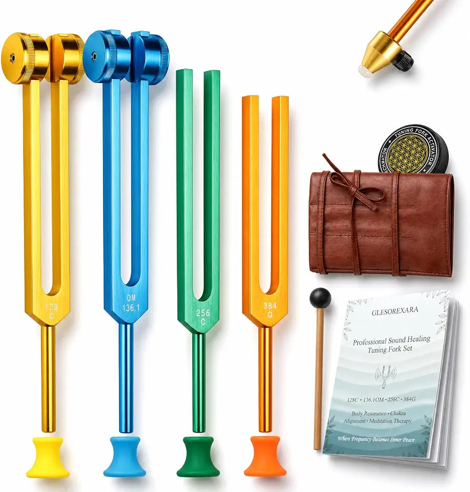 128-384Hz Weighted & Unweighted Healing Tuning Fork Set Main image