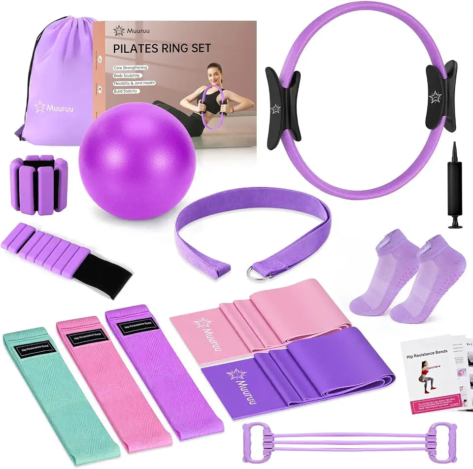 Pilates Magic Circle Ring & Accessory Kit with Weights