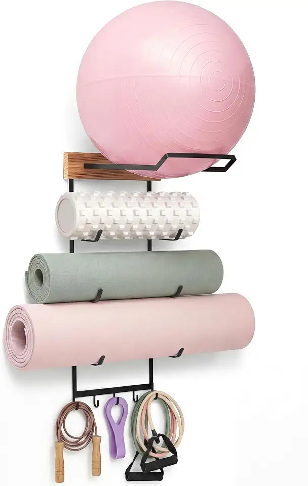 Geelin 4-Tier Wall-Mounted Yoga Mat & Ball Rack Main image