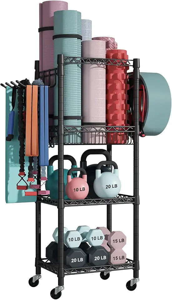 FUTASSI 3-Tier Rolling Home Gym Storage Cart