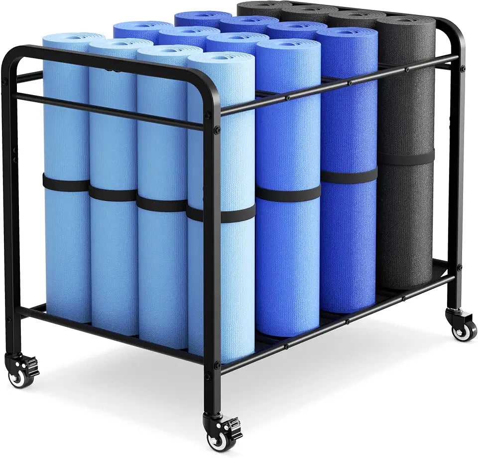 Commercial-Grade Heavy-Duty Rolling Yoga Mat Rack Cart Main image