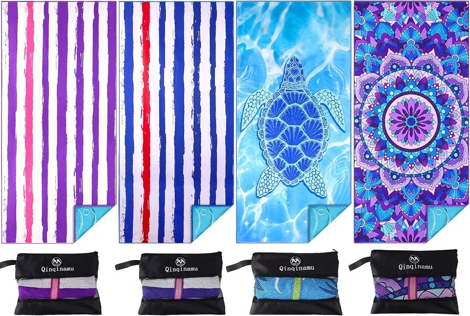 Oversized Sand-Free Microfiber Beach Towel 4-Pack Main image